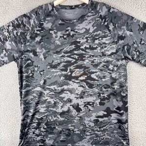 Under Armour Shirt Mens XL Gray Camo Loose HeatGear Athletic Tee Gym Run 1366477